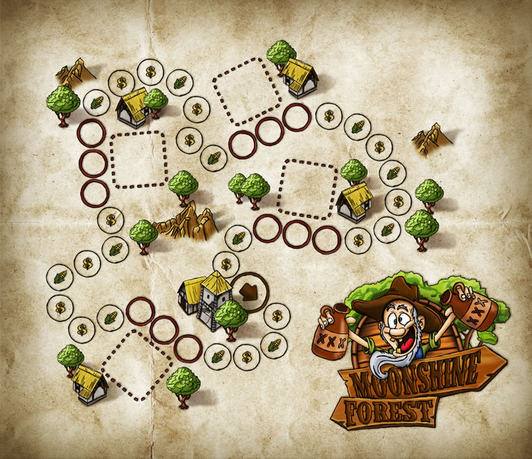 the gameboard-design of moonshine forest